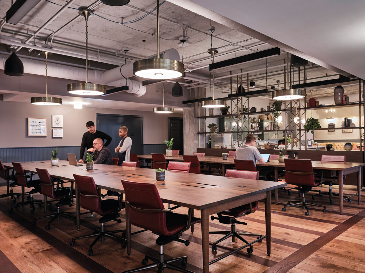 Seating area with empty desks