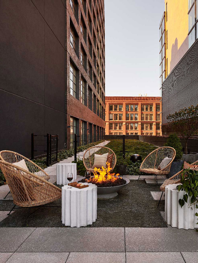 Outdoor terrace with firepit