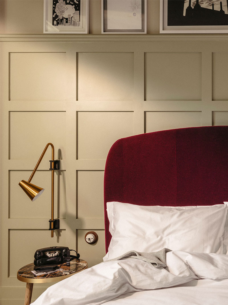 Southwark hotel room with bed and sidetable