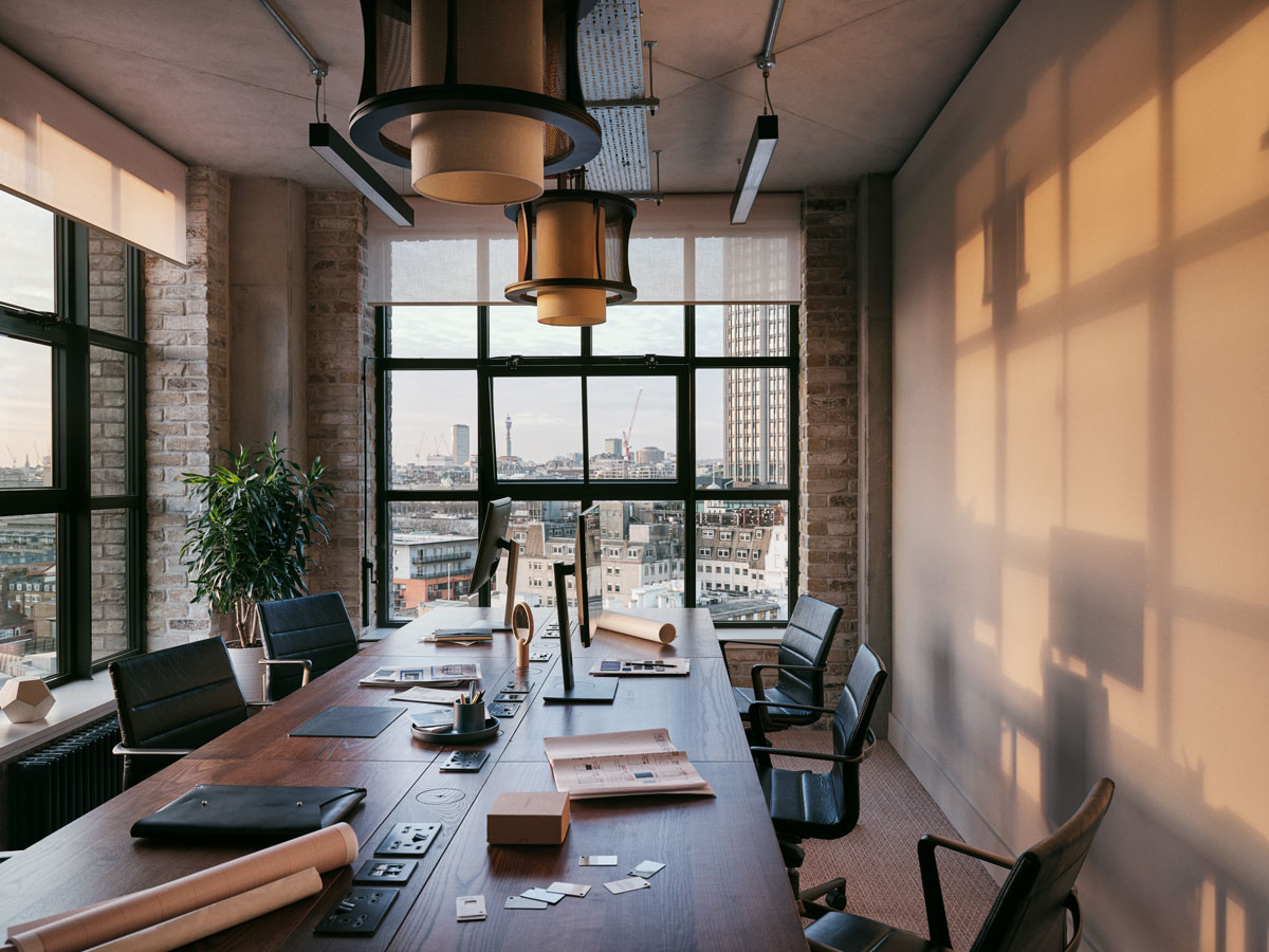 Desks beside a large window