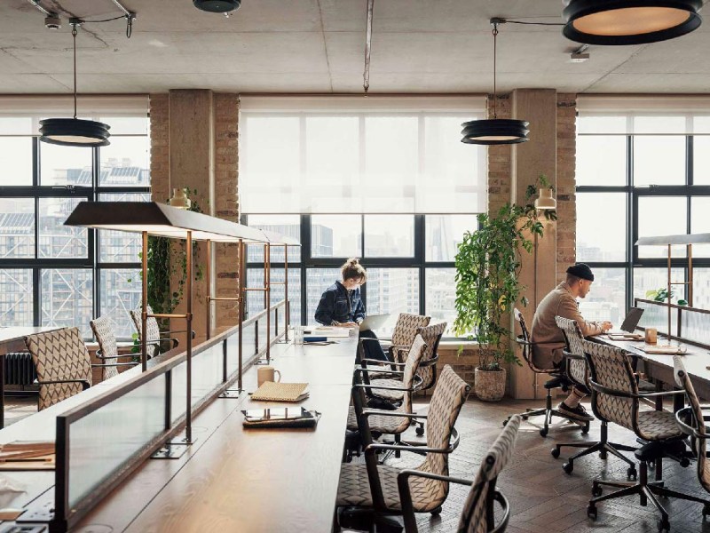 People working in shared coworking space